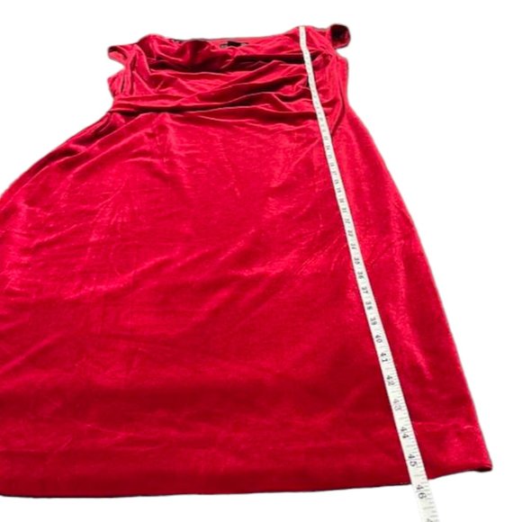 Midnight Velvet Burgundy Cowl Neckline Midi Holiday Event Velvet Dress -… - Picture 15 of 16